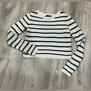 Striped Black and White Cropped Sweater XS TRUTH by Republic